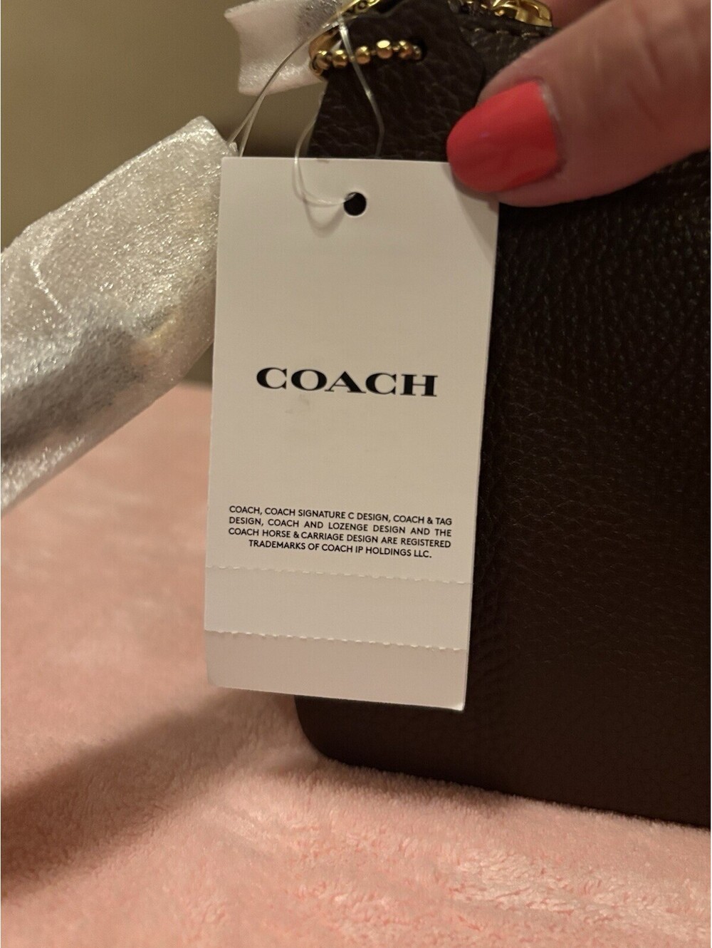 Coach Essential Small Pebbled leather Wristlet Clutch Brass/Maple NWT - Picture 6 of 9